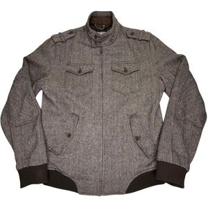 Standard Cloth Herringbone Jacket Brown Wool Blend Military Utility Mens S